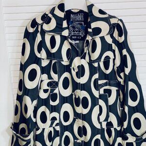 Millard Fillmore Rain Jacket Trench Coat Large Spot Print S EUC